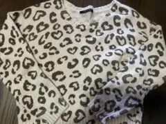 ヒョウ柄・ケーブルニット長袖セーター
