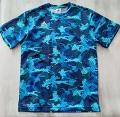 adidas 青系カモフラージュ Tシャツ L