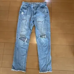 LOVETOXIC ダメージデニムパンツ ライトブルーL160サイズのサムネイル