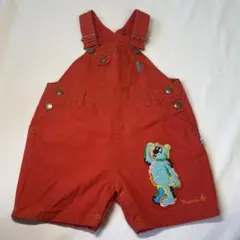 MINI-K オレンジ系 オーバーオール クマ刺繍 90
