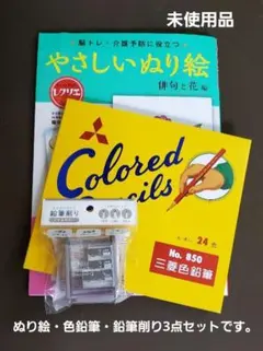 脳トレ・介護／やさしいぬり絵『 俳句と花 』／24色いろ鉛筆／セット出品