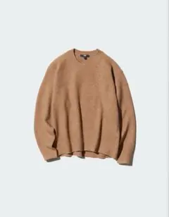 UNIQLO スフレヤーンクルーネックセーター ブラウン XL