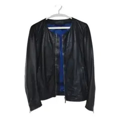 ABAHOUSE 本革 ノーカラージャケット ブラック レディース L相当