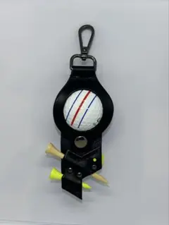 ゴルフボール★マーカー★ティーケース★ツアーティープロOK本革黒★ラウンドポーチ