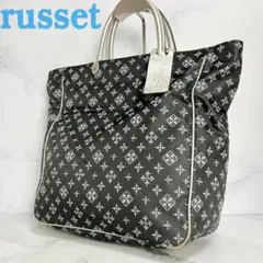 B612【人気】russet★A4収納可能 総柄 ナイロントートバッグ　グレー