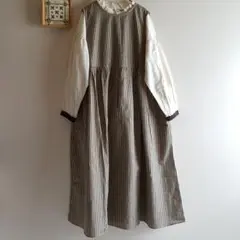 新品　SM2☆ブラック／前後着ノースリ綿麻ワンピース