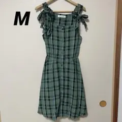 MAYSON GREY グリーン系チェック ノースリーブワンピース Mサイズ