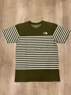 THE NORTH FACE ストライプTシャツ オリーブグリーン×ホワイト