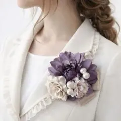 のん様　コサージュ＋ヘアクリップ＋金属ピアス