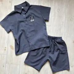 ダークグレー 半袖シャツとショートパンツセット 110cm