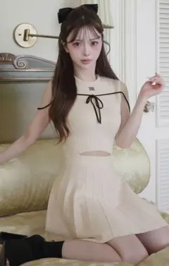 ダーリッチ　Darich ウエストオープンストリングニットミニワンピース