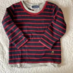 anyFAM 長袖カットソー 100ネイビー/レッド　ボーダー