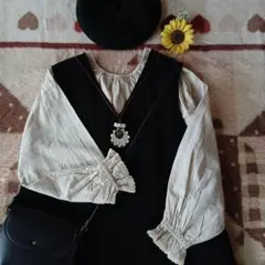 エッグママさま専用♡ゆべし×SM2♡袖口フリルレース前後着綿麻ブラウス♡美品～♪