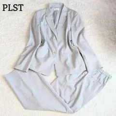美品◎PLST 23年トロセットアップ パンツスーツ 近年 通勤 グレー L/M