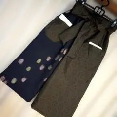 大島紬+紬リメイクワイドパンツ着物ストレートパンツロングL～LLゆったり楽々