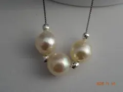 あこや真珠（約8.6-8.99㎜　3pcs　） SV925チェーン