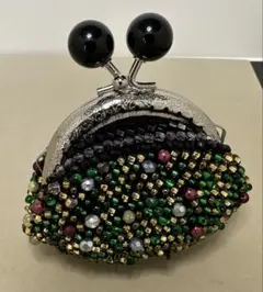 アンティーク調ビーズがま口小銭.小物入れ