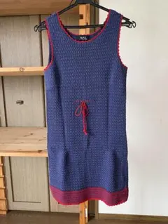A.P.C. ノースリーブ ニット トップス ネイビー レッド　ワンピースのサムネイル