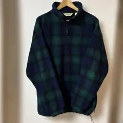 90s USA製 エディーバウアー ハーフジップ フリース M ブラックウォッチ