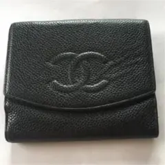 ★値下げ CHANEL キャビアスキン 二つ折り財布