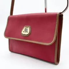 LANCEL 2way ショルダーバッグ　クラッチ　レザー　赤　レッド　ロゴ金具