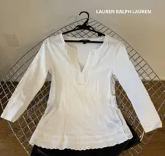【LAUREN RALPH LAUREN・長袖レースカットソー】白XS