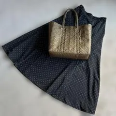 10/30出品終了！水玉　オシャレなフレアロングスカート 黒