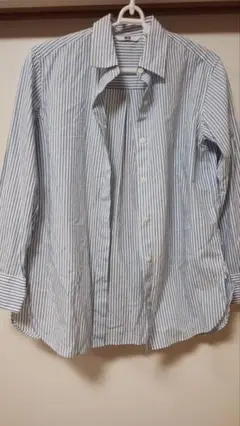 UNIQLO 青と白のストライプ 長袖シャツ M