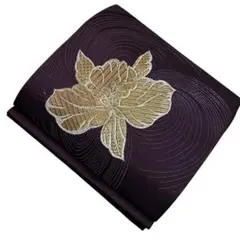 R4名古屋帯 単金銀糸　花柄　正絹 着物帯　仕立て上り