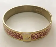 coach バングル　シグネチャー柄　ゴールドブレス　ピンク