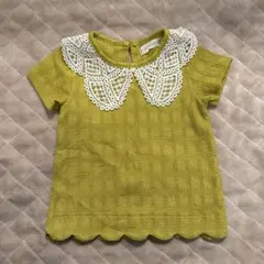 レース襟 グリーンTシャツ