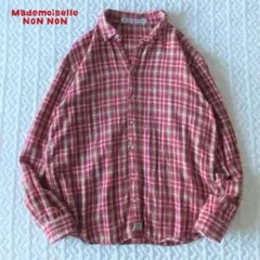 マドモアゼルノンノン　起毛チェックシャツ　赤