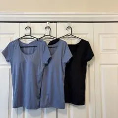 UNIQLO エアリズム　半袖Tシャツ 3枚セット グレー 黒