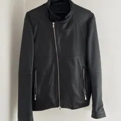 メンズ シングルライダース レザージャケット ブラックのサムネイル