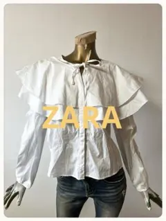 ☘️T22860☘️新品 ZARA 長袖 ラッフル シャツ トップス XSのサムネイル