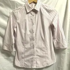 ストライプ　七分袖シャツ　ユニクロ　M