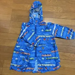 ベビーレインコート 電車柄 青色 95〜105cm