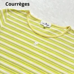 Courrèges ロゴ刺繍ボーダーTシャツ 38 イエロー Y2K 美品のサムネイル