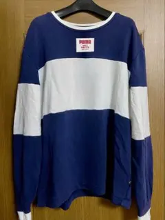 PUMA ネイビー ホワイト ストライプ トレーナー