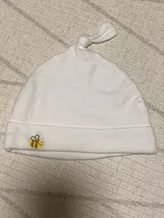 ベビー用 ノットキャップ ホワイト ハチ刺繍