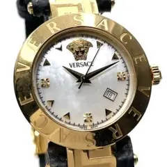VERSACE ヴェルサーチ 赤レザー腕時計 純正ボックス - メルカリ