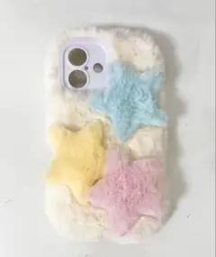 iPhone16 ケース ふわふわ 星 カラフル パステル