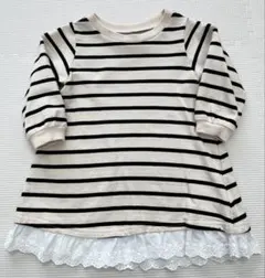 ELFINDOLL CLASSIC ボーダー柄フリル付き長袖ワンピース 80cm