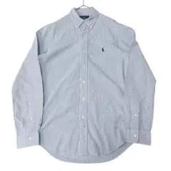 RALPH LAUREN S～M相当 ストライプBD長袖シャツ 青 メンズ
