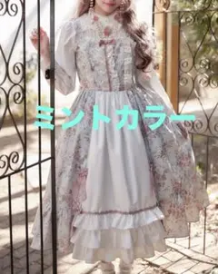 Chalmiere シャルミエール クラシカルローズ柄ジャンスカ 生成り