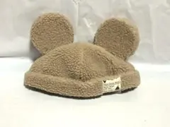 ディズニー ミッキーマウス 耳付き ボアキャップ ベージュ パーク購入 帽子