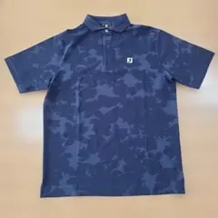 FootJoy フットジョイ 小花柄 総柄 半袖 ポロシャツ ブルー系 XL