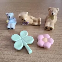 中古【 テディベア 】くま クローバー お花 昭和レトロ アンティーク 箸置き