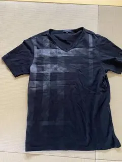 Burberry Vネック Tシャツ チェック柄 黒
