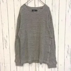 SHIPS シップス　長袖Tシャツ　カットソー　グレー　ロンT ワッフル生地　L